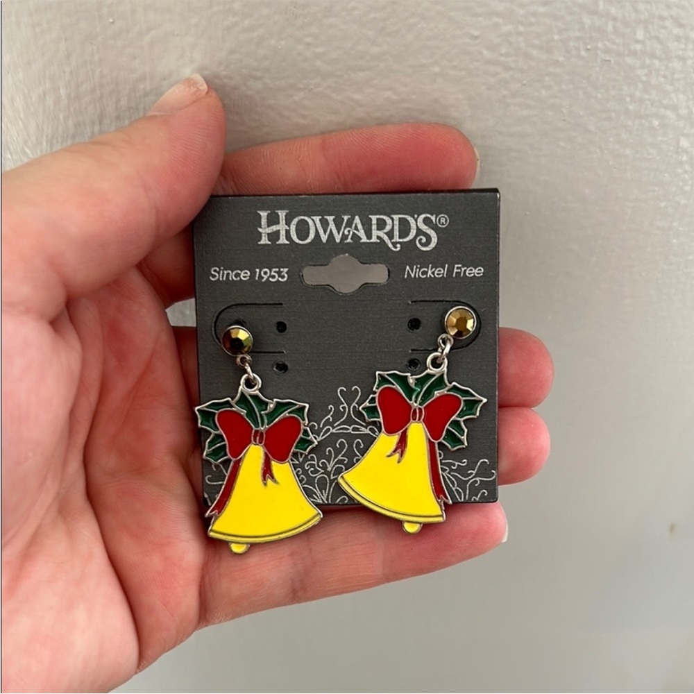 Howard's Yellow Bell Earrings with Red Bow